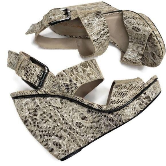 Rebecca Minkoff Women's Snake Print strappy Wedge Sandals Size 7 - Picture 12 of 16